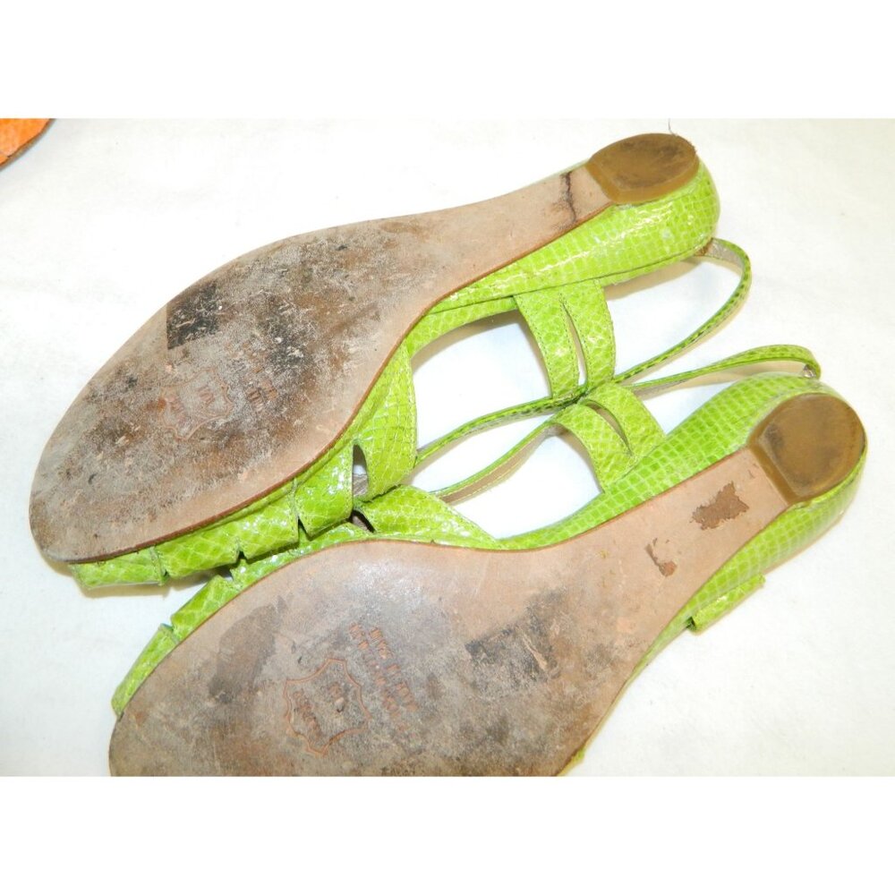 Stuart Weitzman Womens Leather Slingback Sandals In Orange & Green Size 7, 7.5 - Picture 13 of 15